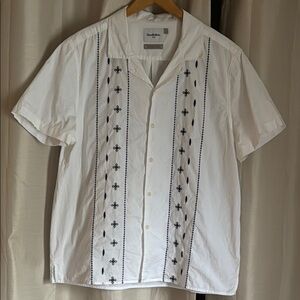 White Short Sleeve Embroidered Shirt